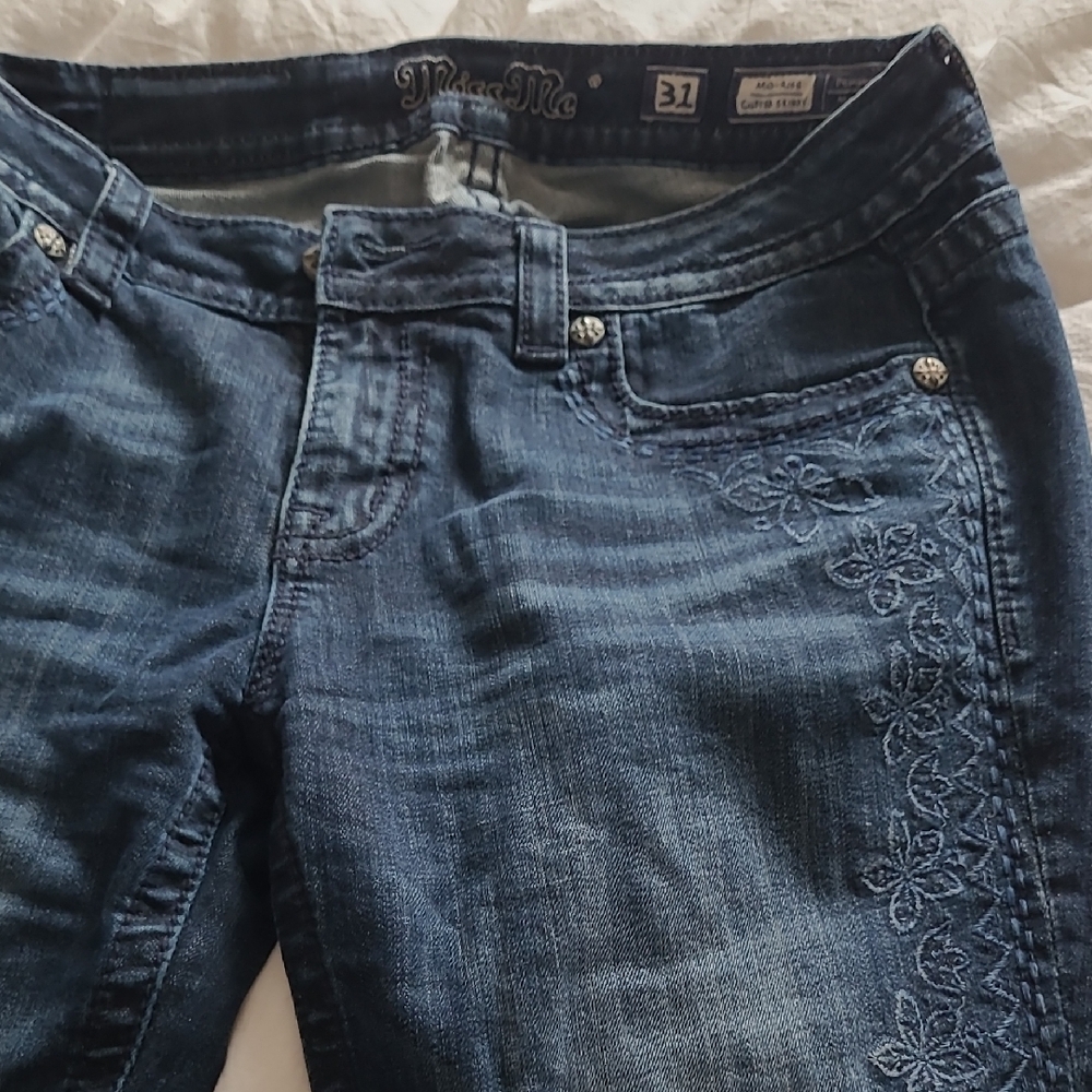 Miss Me Indigo Bootcut Jeans with Floral Side Embroidery